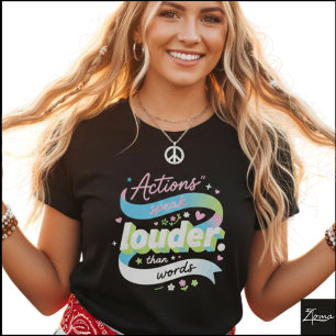 Bunte 3D-Aktionen sprechen lauter Pop T-Shirt