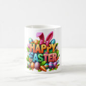Bunte 3D-Happy-Easter-Typografie mit Hasenohren Kaffeetasse (Mittel)