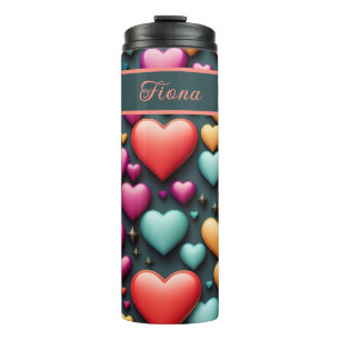 Bunte 3D Herzen Muster Thermosbecher