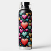 Bunte 3D Herzen Muster Trinkflasche (Rückseite)