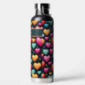 Bunte 3D Herzen Muster Trinkflasche (links)