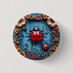 Bunte 3D-Marienkäfer Geschenk für Gartenliebhaber Button