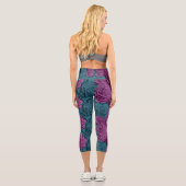 bunte 3D-Peony Capri Leggings (Rückseite)