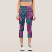 bunte 3D-Peony Capri Leggings (Vorderseite)