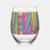 Bunte 60er Mod Geometrisch Abstrakt Weinglas Ohne Stiel (Rechts)