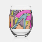 Bunte 60er Mod Geometrisch Abstrakt Weinglas Ohne Stiel (Links)