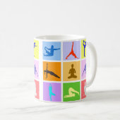 Bunte 9 Yoga-Pose-Kaffee-Tasse Kaffeetasse (VorderseiteRechts)