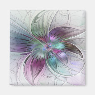 Bunte abstrakte Blume moderne florale Fractal-Kuns Magnet