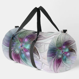 Bunte abstrakte Blumen moderne florale Fractal-Kun Duffle Bag