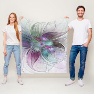 Bunte abstrakte Blumen moderne florale Fractal-Kun Fleecedecke
