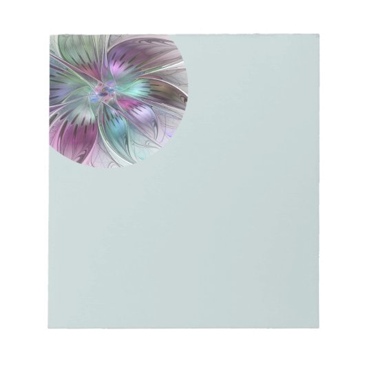 Bunte abstrakte Blumen moderne florale Fractal-Kun Notizblock (Vorderseite)