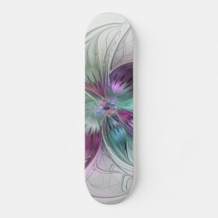Bunte abstrakte Blumen moderne florale Fractal-Kun Skateboard