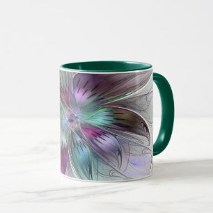 Bunte abstrakte Blumen moderne florale Fractal-Kun Tasse