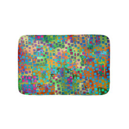 Bunte abstrakte Digital-Kunst mit Quadraten Badematte
