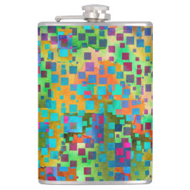 Bunte abstrakte Digital-Kunst mit Quadraten Flachmann