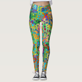 Bunte abstrakte Digital-Kunst mit Quadraten Leggings