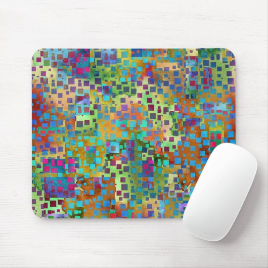 Bunte abstrakte Digital-Kunst mit Quadraten Mousepad (Mit Mouse)