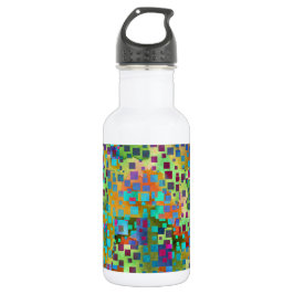 Bunte abstrakte Digital-Kunst mit Quadraten Trinkflasche