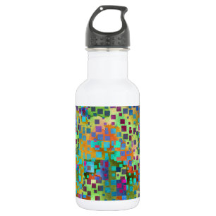 Bunte abstrakte Digital-Kunst mit Quadraten Trinkflasche