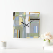 Bunte abstrakte geometrische Formen Quadratische Wanduhr (Zuhause)
