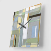 Bunte abstrakte geometrische Formen Quadratische Wanduhr (Winkel)
