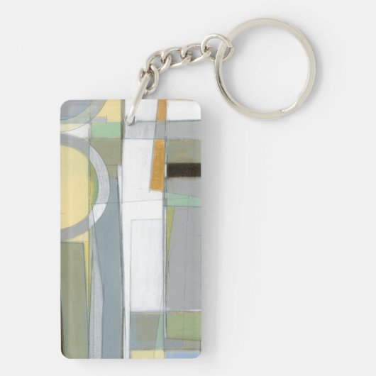 Bunte abstrakte geometrische Formen Schlüsselanhänger (Rückseite)