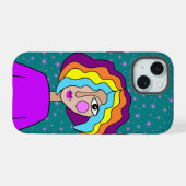 Bunte abstrakte Gesicht  iPhone 15 Hülle (Rückseite (Horizontal))