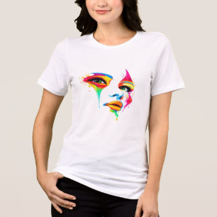 Bunte abstrakte Gesichtskunst Frauen T-Shirt Tri-Blend Shirt
