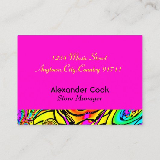 Bunte abstrakte Gitarre Visitenkarte (Rückseite)