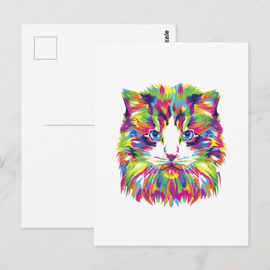 Bunte abstrakte Katze Postkarte (Vorne/Hinten)