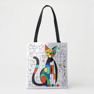 Bunte abstrakte Katzenkunst Kubistisch Kubismus Tasche