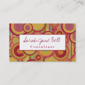 Bunte, abstrakte Kreise u. Streifen mit Rot Visitenkarte (Vorderseite)