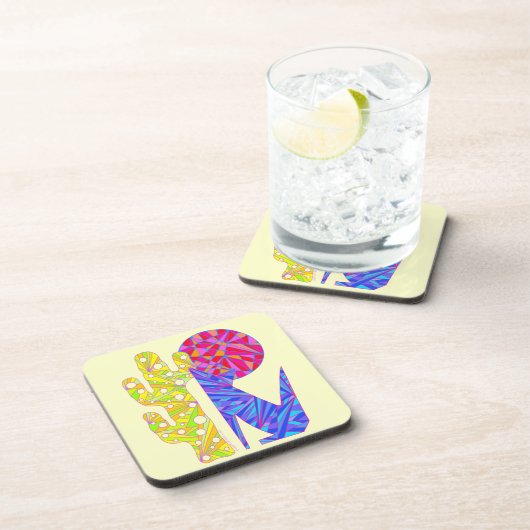 Bunte abstrakte Kunst-blaues Kojote-Wolf-Party Z Untersetzer (Rechte Seite)