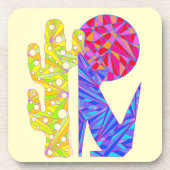 Bunte abstrakte Kunst-blaues Kojote-Wolf-Party Z Untersetzer (Vorderseite)