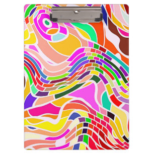 Bunte abstrakte Kunst, bunte Form-weiße Linien Klemmbrett