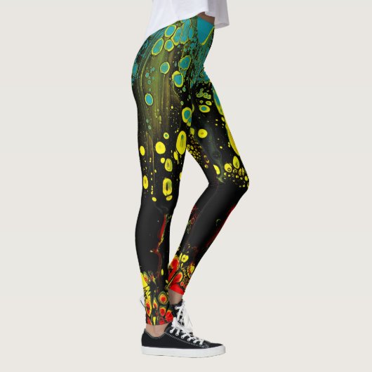 Bunte abstrakte Leggings - "der Anfang " (Rechts)