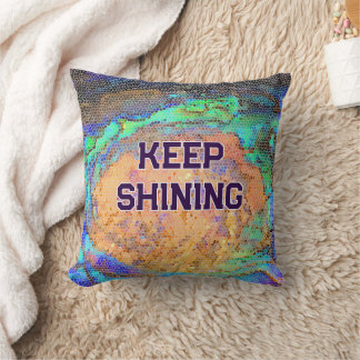 Bunte abstrakte Mosaik-Kissen mit 'Keep Shining' Kissen