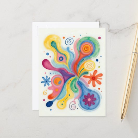 Bunte abstrakte Muster Postkarte (Vorderseite/Rückseite Beispiel)