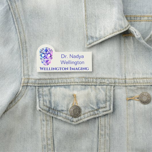 Bunte abstrakte Schädel-Darstellung Namensschild (Beispiel)