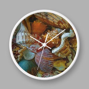 Bunte abstrakte Seashells Uhr