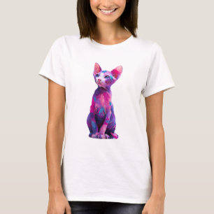 Bunte abstrakte Sphynx-Katzenmalerei Frauen T-Shirt