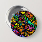 Bunte abstrakte Tatzen-Drucke Button (Vorne & Hinten)