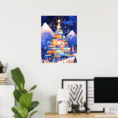 Bunte abstrakte Weihnachtsbaum Poster (Heimbüro)