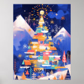 Bunte abstrakte Weihnachtsbaum Poster (Vorne)