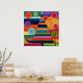 Bunte abstrakte Weihnachtsbaum Poster (Küche)