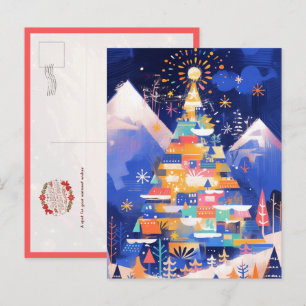 Bunte abstrakte Weihnachtsbaum Postkarte