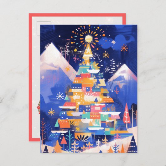 Bunte abstrakte Weihnachtsbaum Postkarte (Vorne/Hinten)