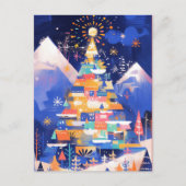 Bunte abstrakte Weihnachtsbaum Postkarte (Vorderseite)