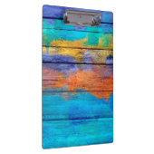 Bunte Acrylmalerei auf Holz #4 Klemmbrett (Rechts)