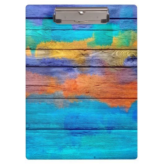 Bunte Acrylmalerei auf Holz #4 Klemmbrett (Vorderseite)